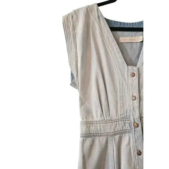 Happy X Nature Kate Hudson NWT Glide Light Wash Denim Midi Dress Size 2 Pockets - Picture 3 of 10